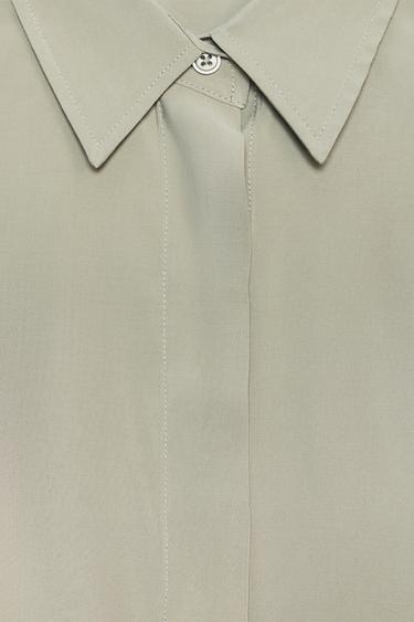 FLIESSENDE BLUSE MIT KURZEN ÄRMELN - Khaki von Zara