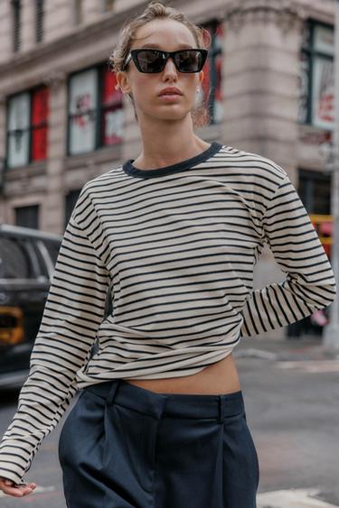 CAMISETA RAYAS MANGA LARGA - rayas de Zara