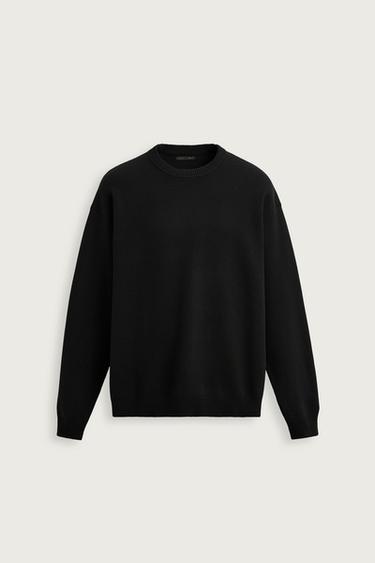 Zara SOFT TEXTURED KNIT SWEATER - Black