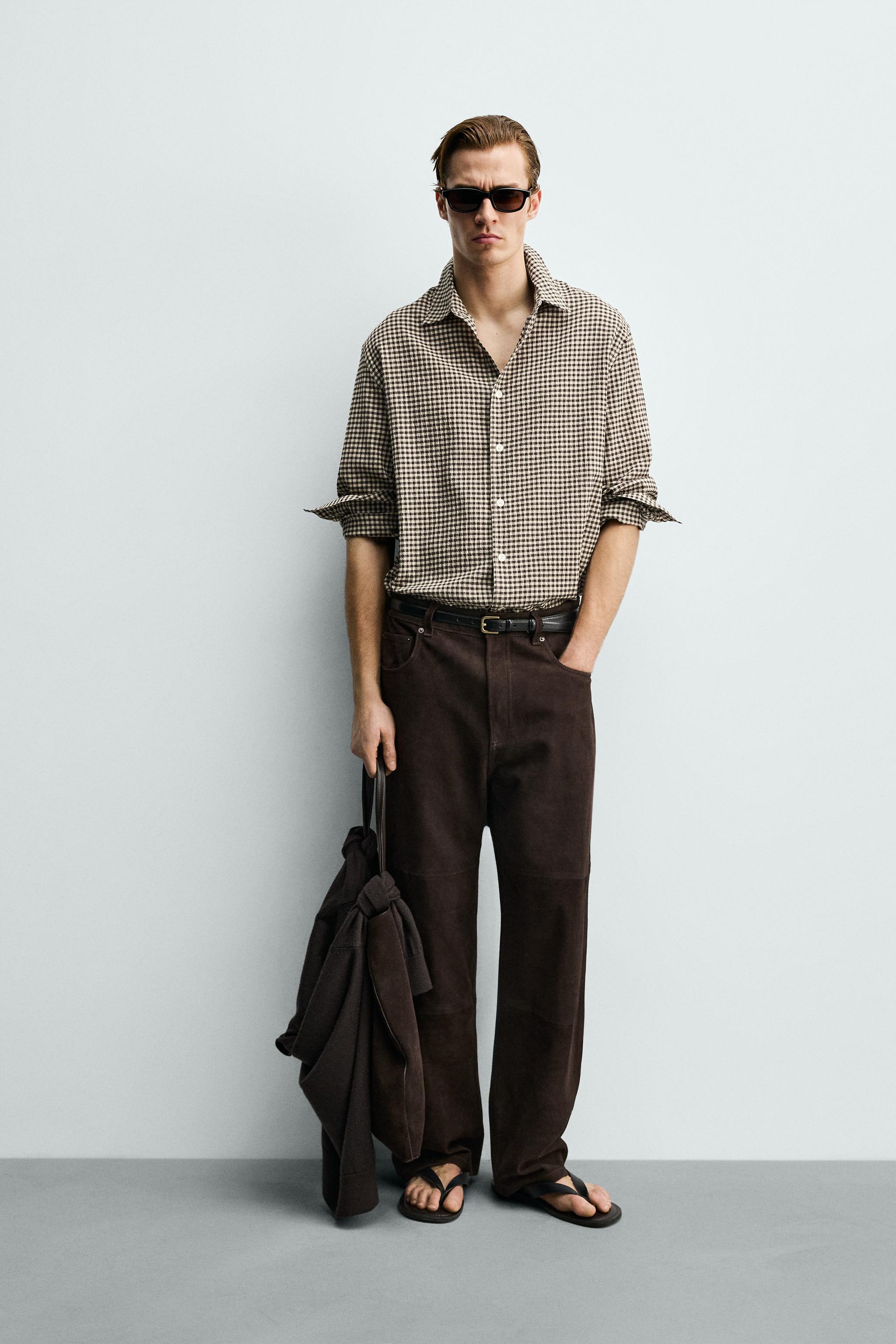 TEXTURED PLAID SHIRT - Brown | ZARA Canada