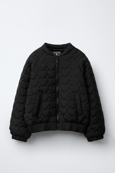 GESTEPPTE BOMBERJACKE MIT HERZEN - Schwarz von Zara - Bild 0