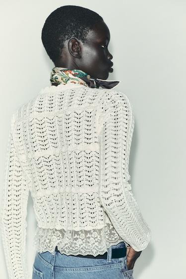 VESTE ROMANTIQUE EN CHENILLE - Écru de Zara - Image 5