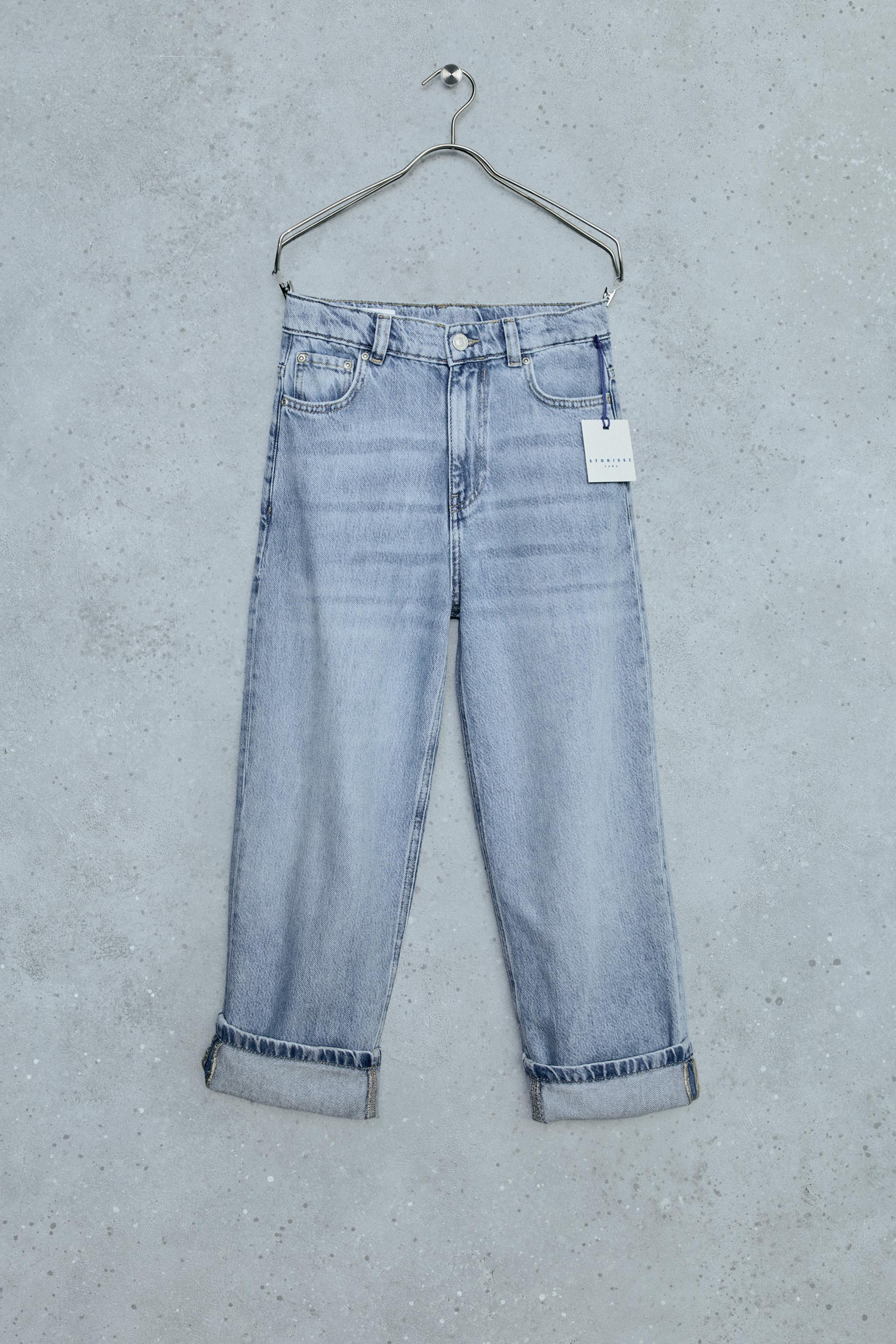 STORIESZ - LOOSE FIT CUFFED JEANS — Mid-blue