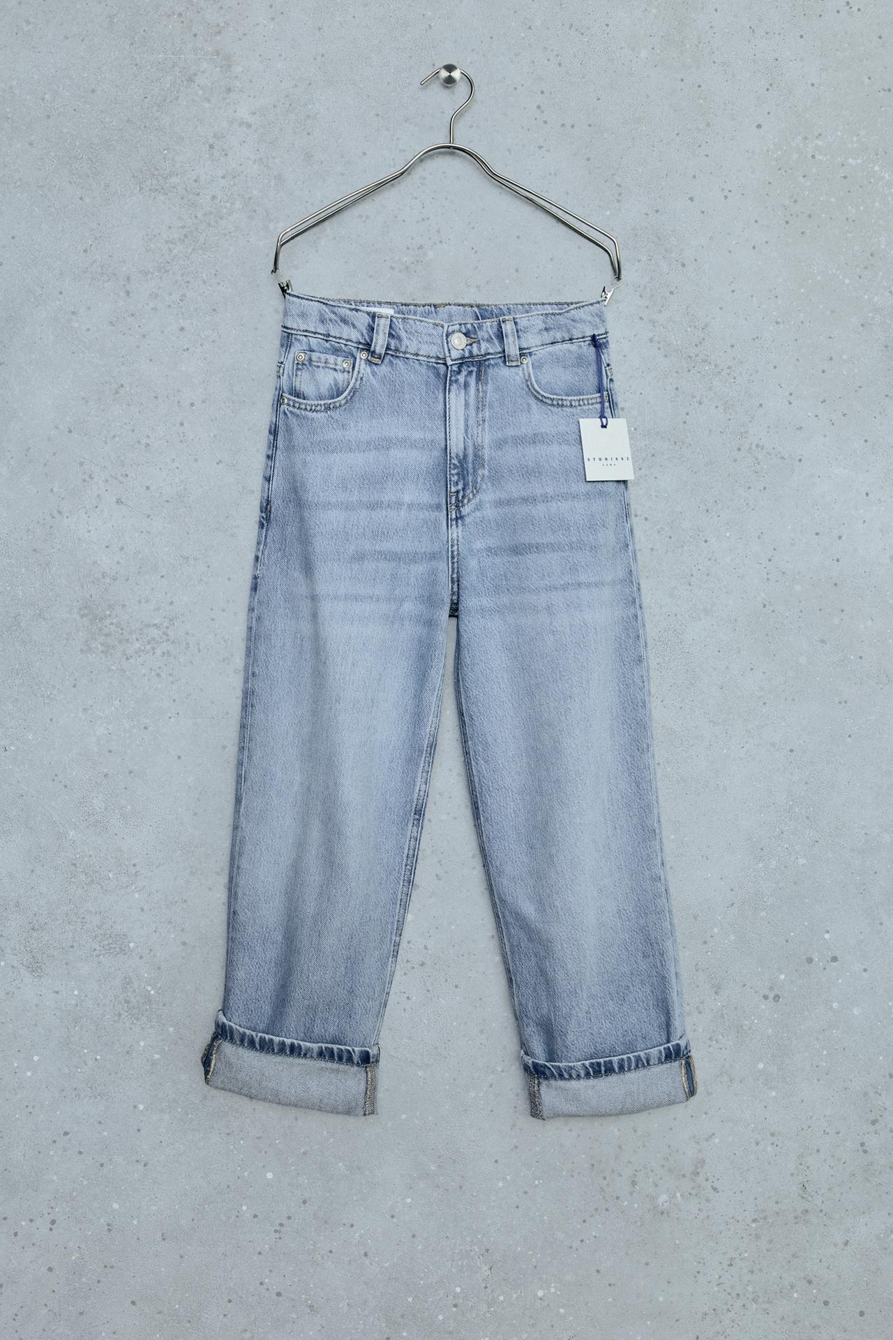 STORIESZ - LOOSE FIT CUFFED JEANS — Mid-blue