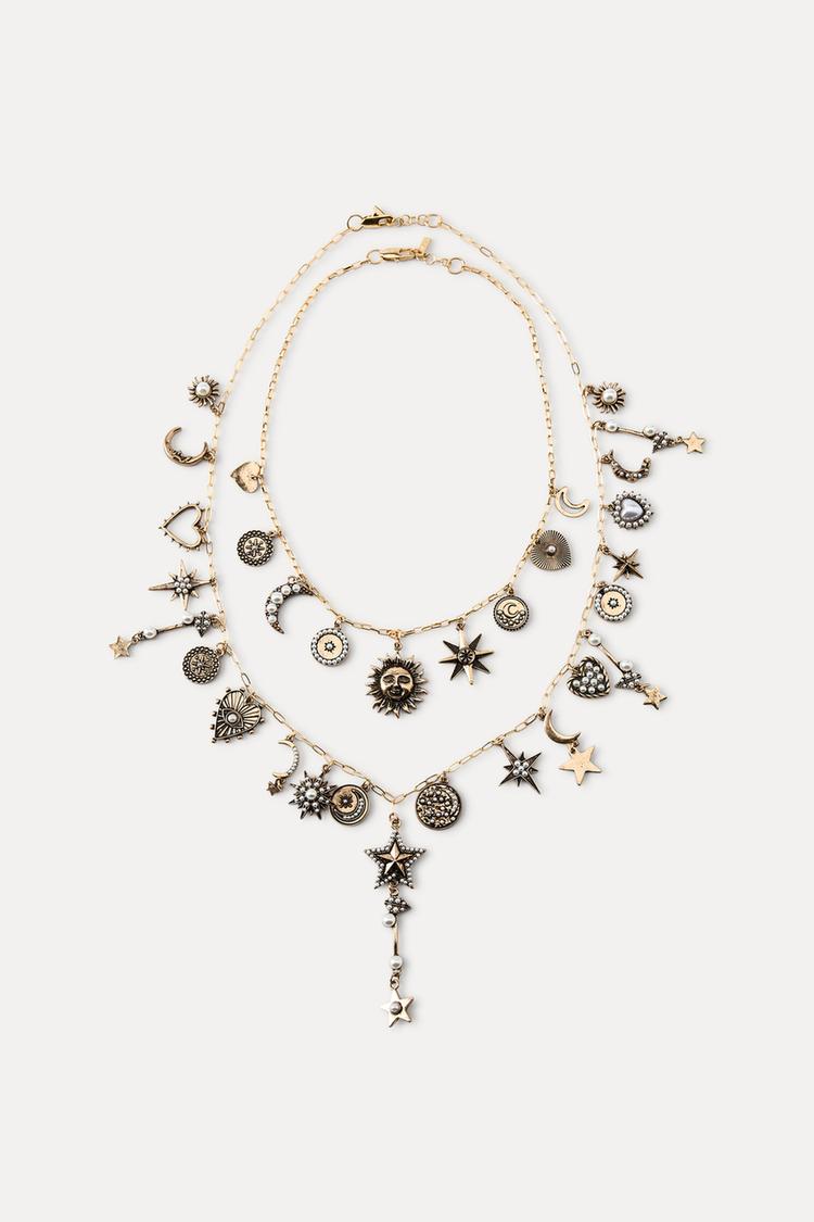 Zara Pearl Charm Necklace ZARA Pack Of Medallon NATURAL PEARL