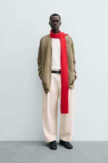 100% LINEN CARDIGAN - camel by Zara - Image 0