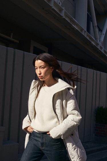 후드 패딩 점퍼 - Zara 크림