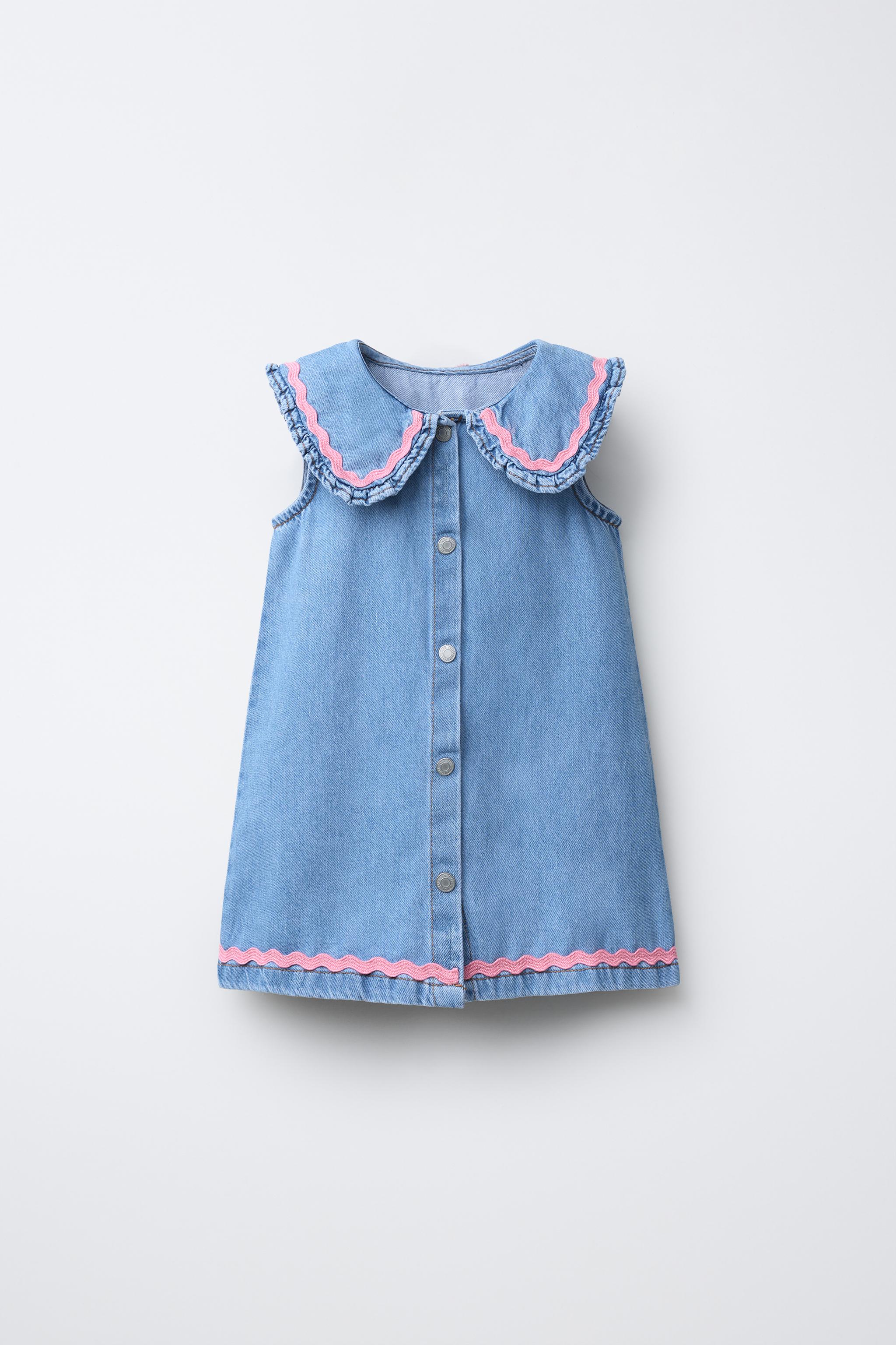 ROBE EN DENIM À COL CLAUDINE