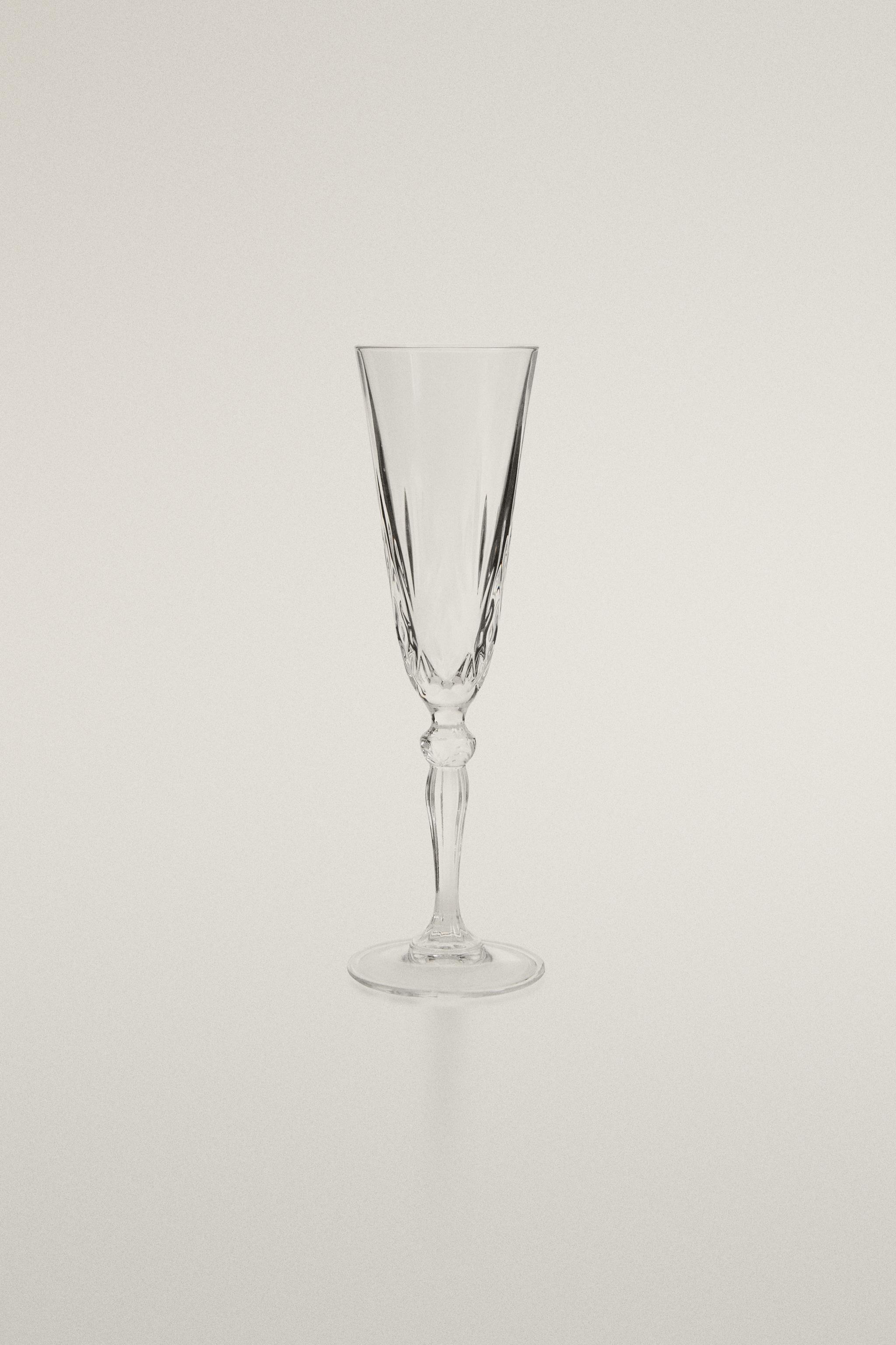 ENGRAVED CRYSTALLINE FLUTE GLASS — Transparent