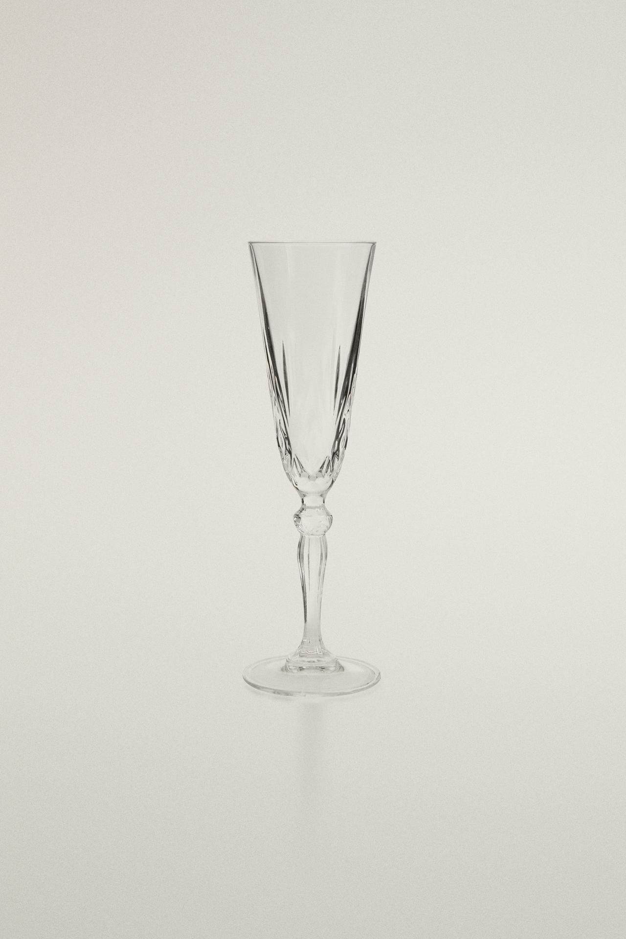 ENGRAVED CRYSTALLINE FLUTE GLASS — Transparent