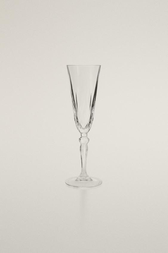 TAÇA FLUTE DE CRISTALINO LAPIDADA - Transparente da Zara - Imagem 0