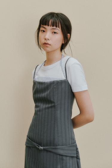 ピンストライプ柄コンビワンピースブルー/グレーZaraのピンストライプ柄コンビワンピース - ブルー/グレー 