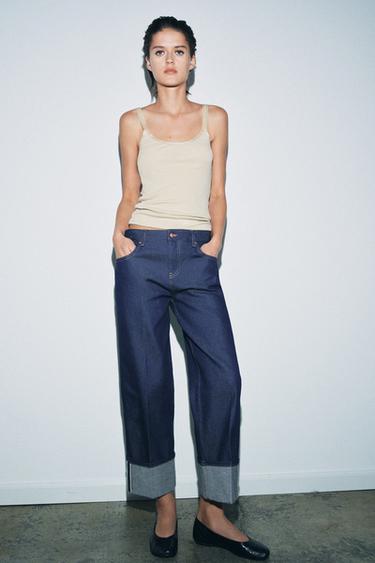 JEANS ZW COLLECTION SELVEDGE TIRO BAJO - أزرق الخاص بـ Zara