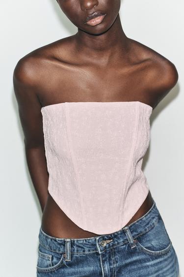 TOP CORSET TEXTURÉ - Rose pastel de Zara - Image 1