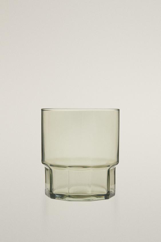 VERRE EN VERRE À BASE FACETTÉE - Vert de Zara - Image 0