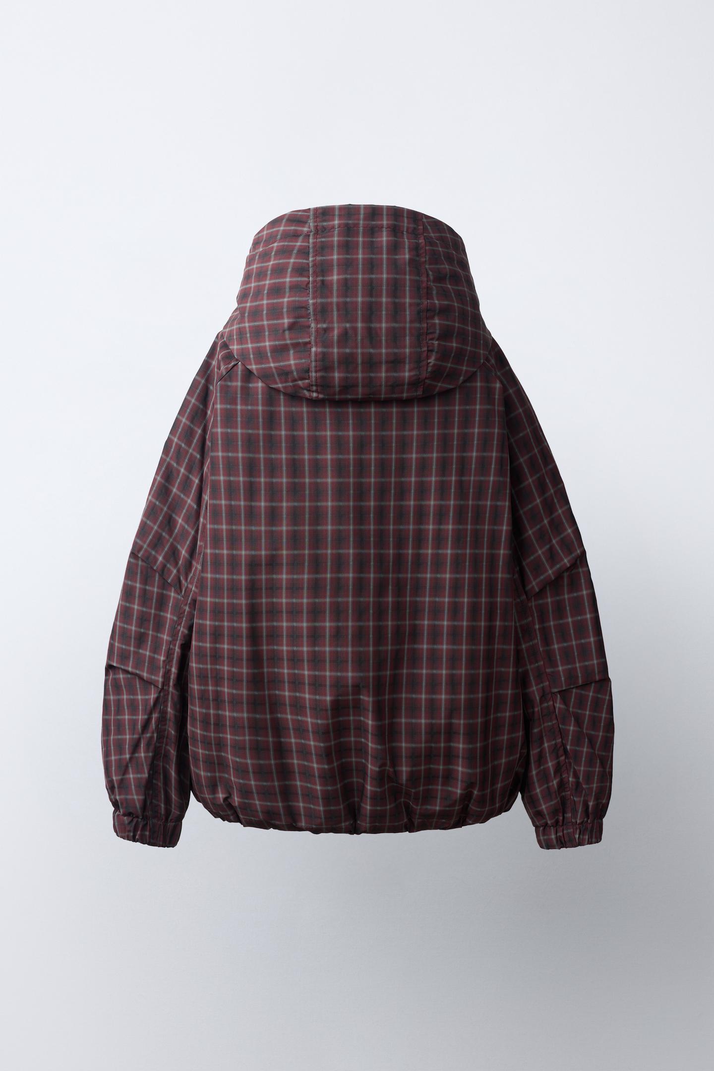 Детская куртка Zara Water-Repellent Plaid, цвет: Бордовый — фото 4