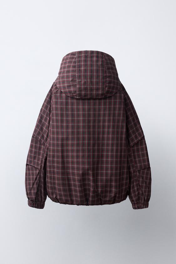 BLOUSON À CARREAUX DÉPERLANT - Bordeaux de Zara - Image 3