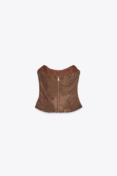 DRAPED RHINESTONE TOP - Bronze by Zara