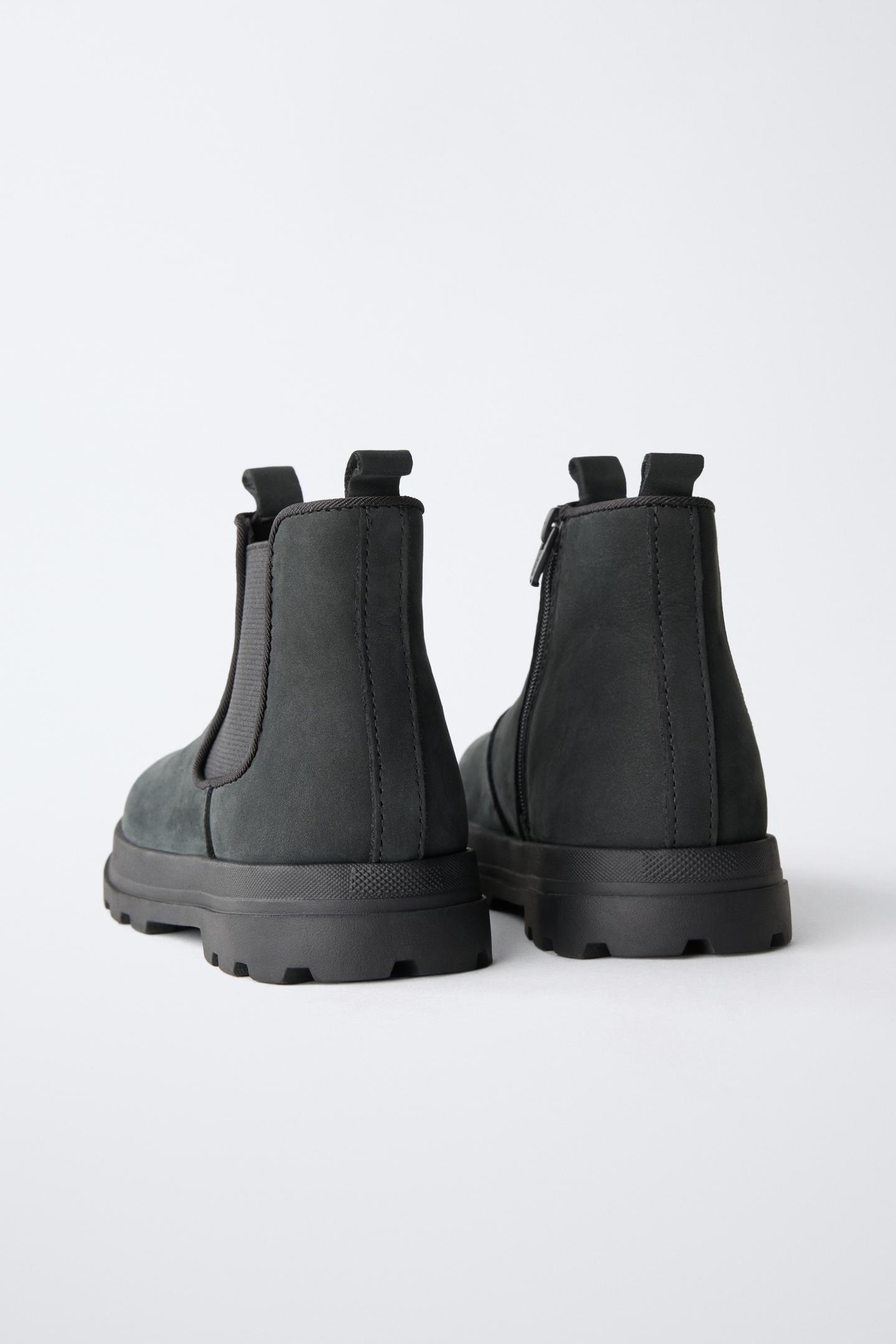 Детские ботинки Zara Water Repellent Leather Chelsea, цвет: Чёрный — фото 5