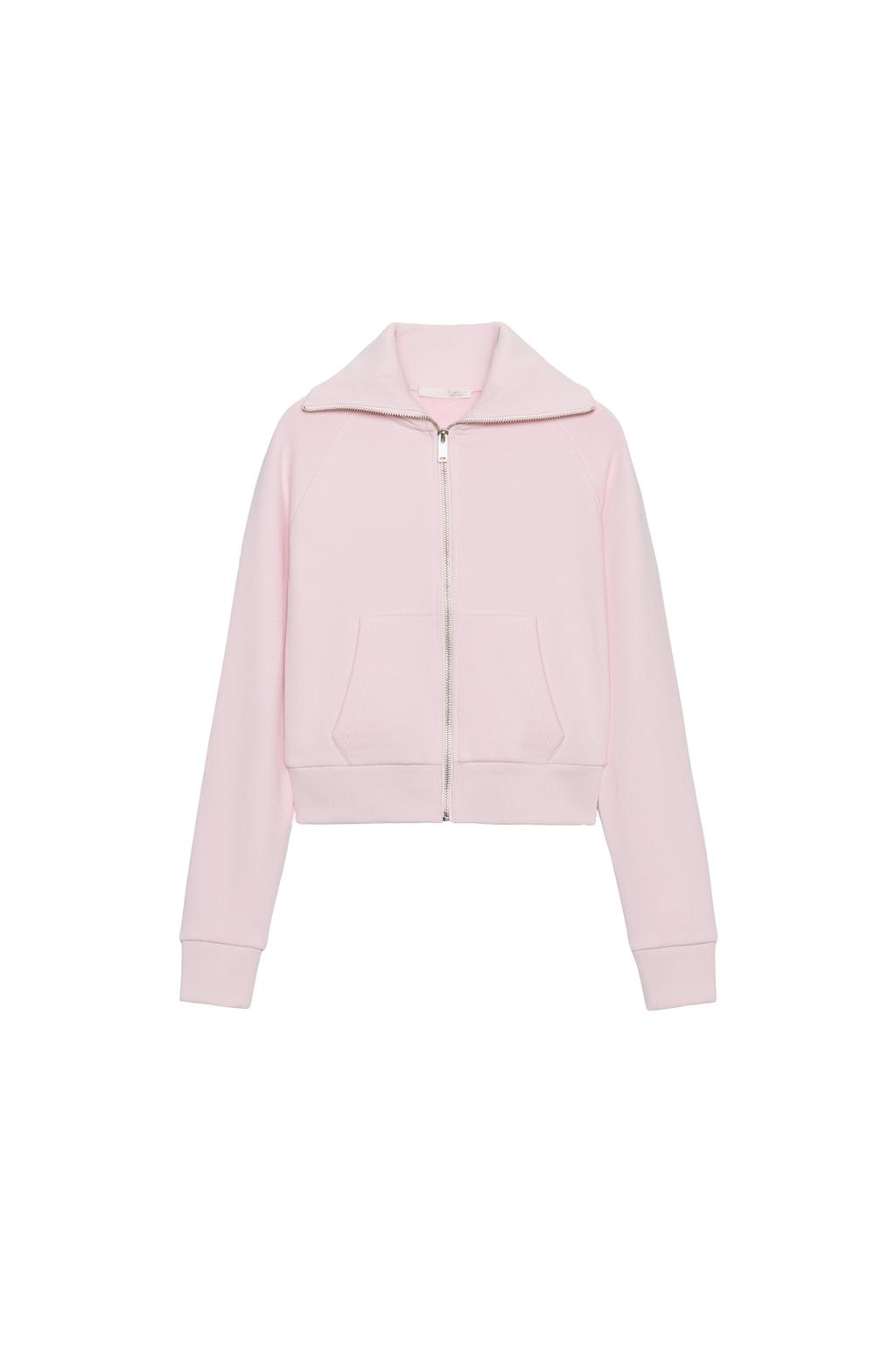Zip-Up Plush Jacket - Pastel Pink by Zara