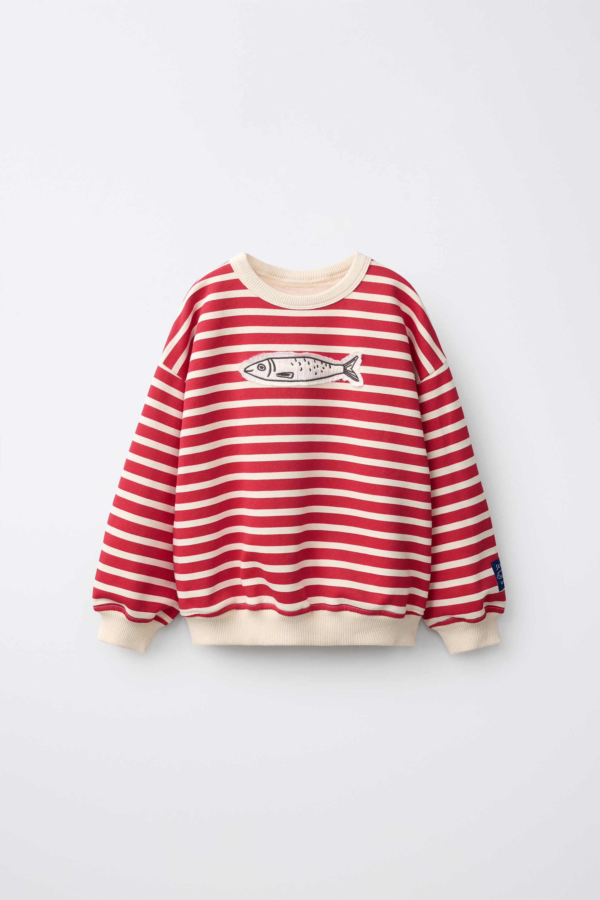Детские худи Zara STRIPED SARDINE SWEATSHIRT — фото 2