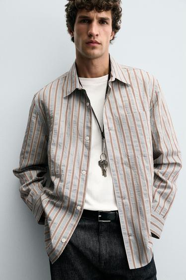CHEMISE FLUIDE À RAYURES - Bleu clair de Zara - Image 5