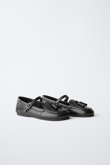 Leather Tassel Loafers — Black 2
