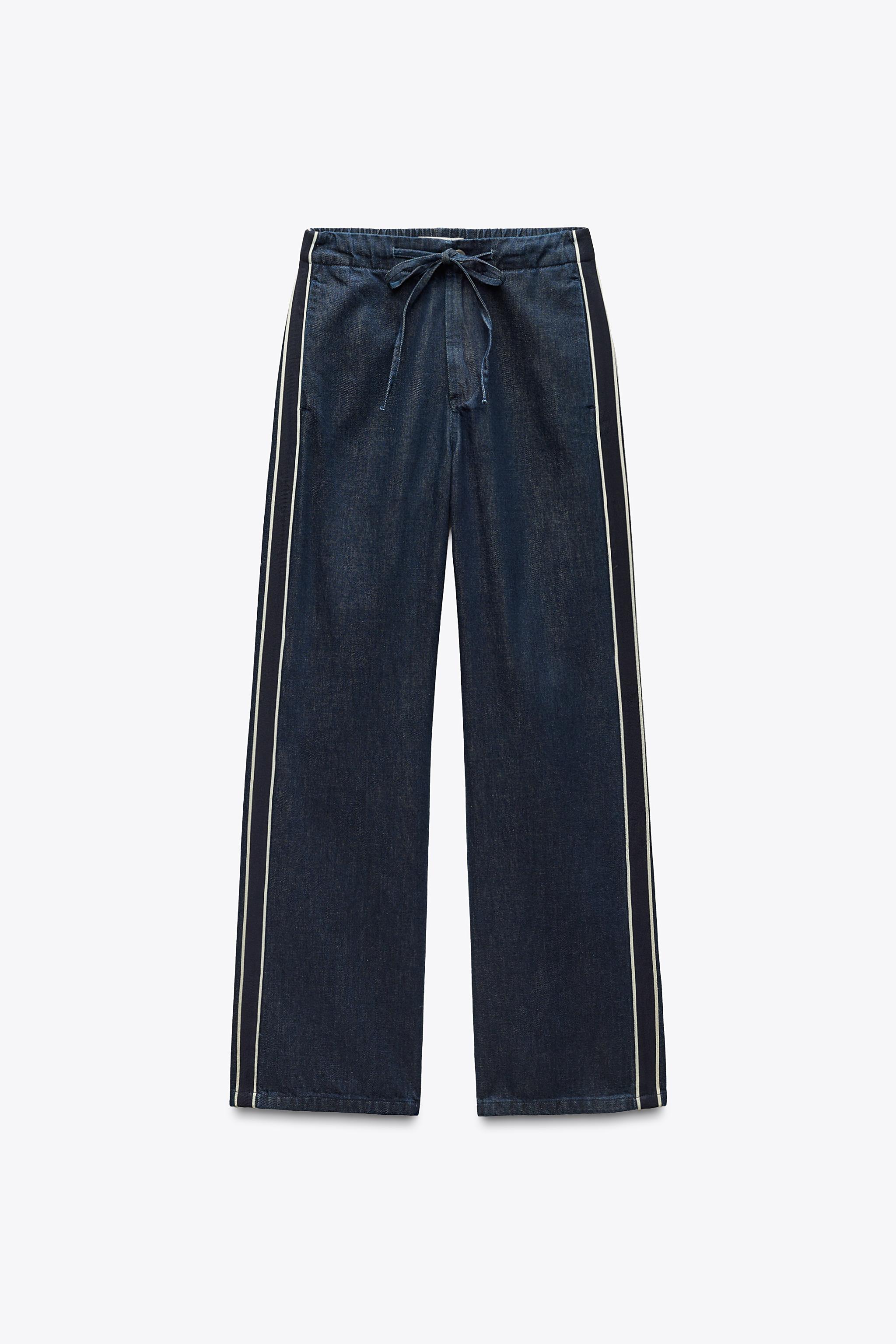 サイドライン入りデニムパンツ - ダークインディゴブルー | ZARA