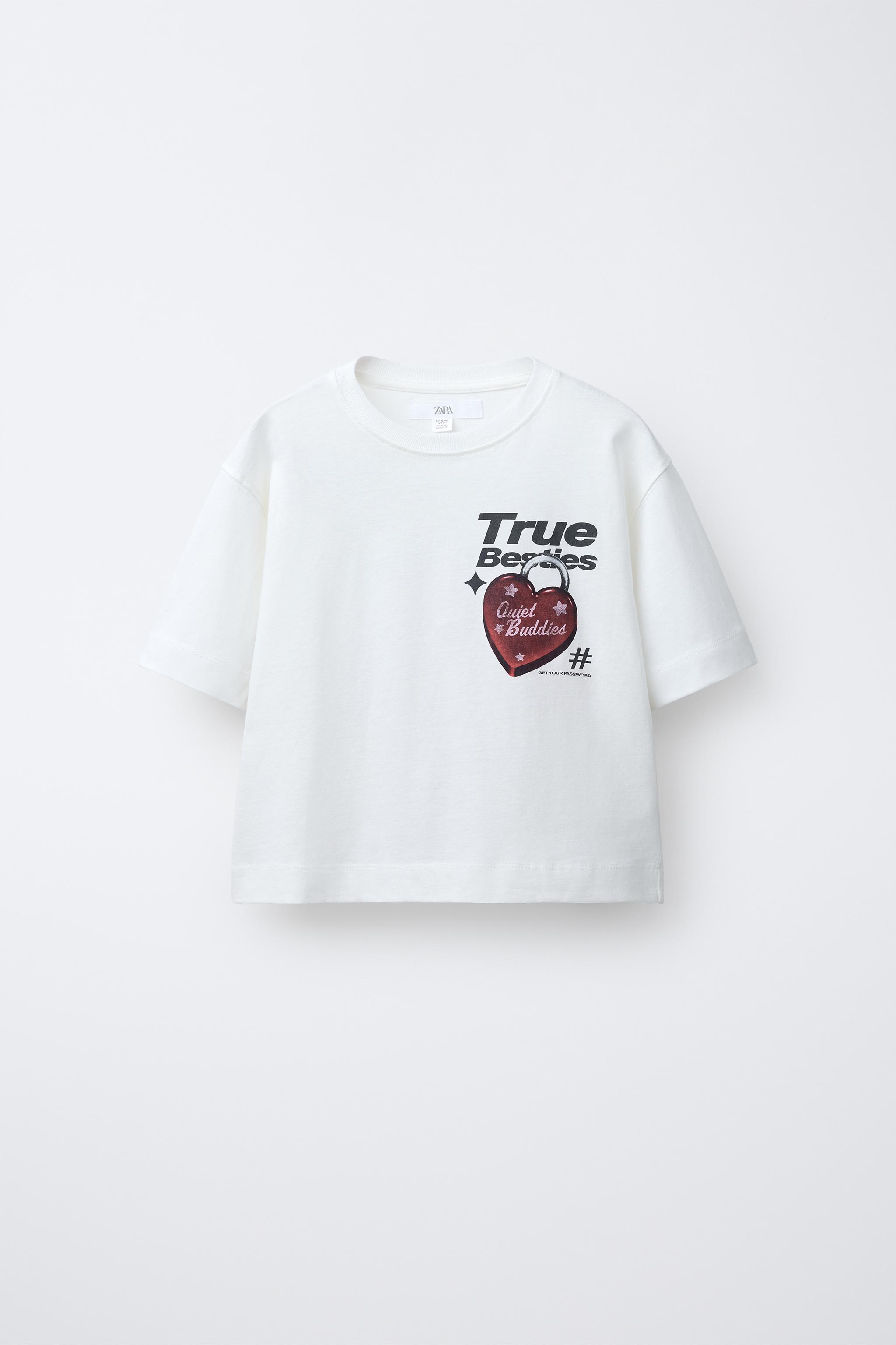♡♡ HEART PADLOCK PRINT T-SHIRT - White | ZARA Thailand