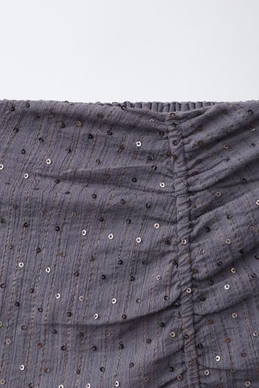 JUPE DRAPÉE À PAILLETTES - Gris anthracite de Zara - Image 2