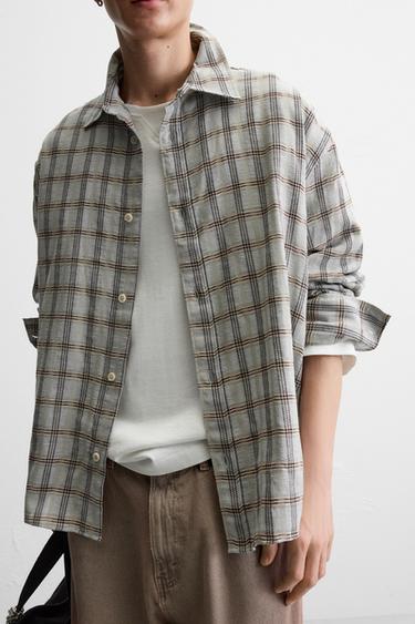 TEXTURED CHECK SHIRT - Green by Zara - Image 5