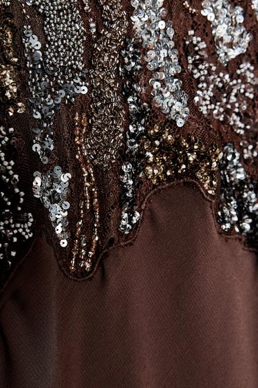ZW COLLECTION EMBROIDERED DRESS - Brown by Zara - Image 11