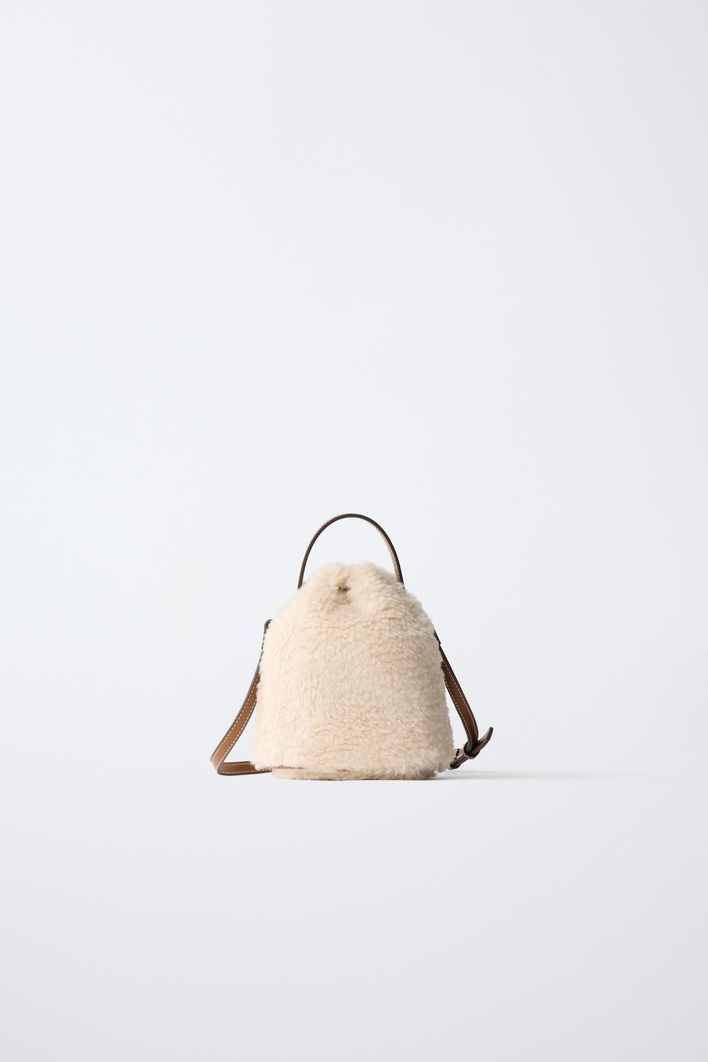 Детская сумка Zara Fur Bucket Crossbody, цвет: Молочный белый — фото 5