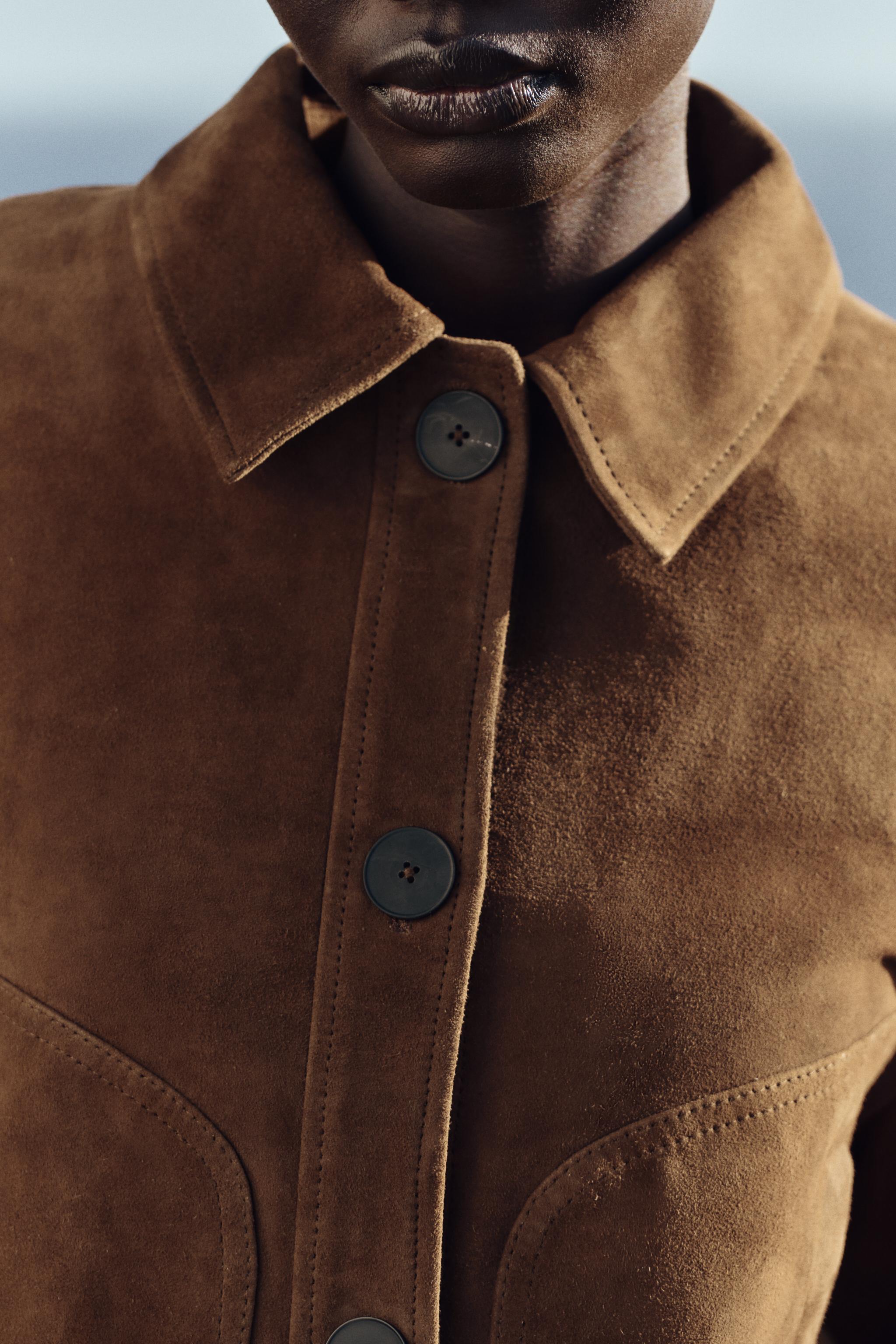 ZARA 100% レザー スエード ジャケット 4720/021 100% LEATHER JACKET - Dark olive | ZARA United States