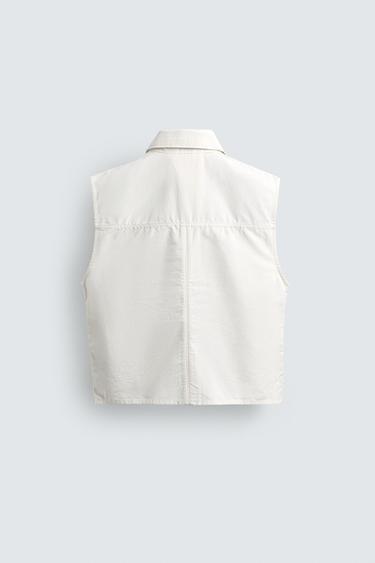GILET COUPE DÉCONTRACTÉE POCHES UTILITY - Blanc cassé de Zara - Image 7