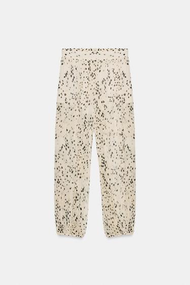 PRINTED ZW COLLECTION SAROUEL TROUSERS - Ecru / Black by Zara