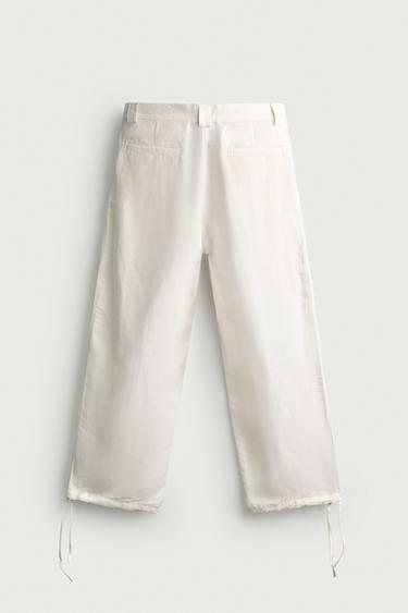 PANTALON COUPE DÉCONTRACTÉE LIN - VISCOSE - Écru de Zara - Image 6