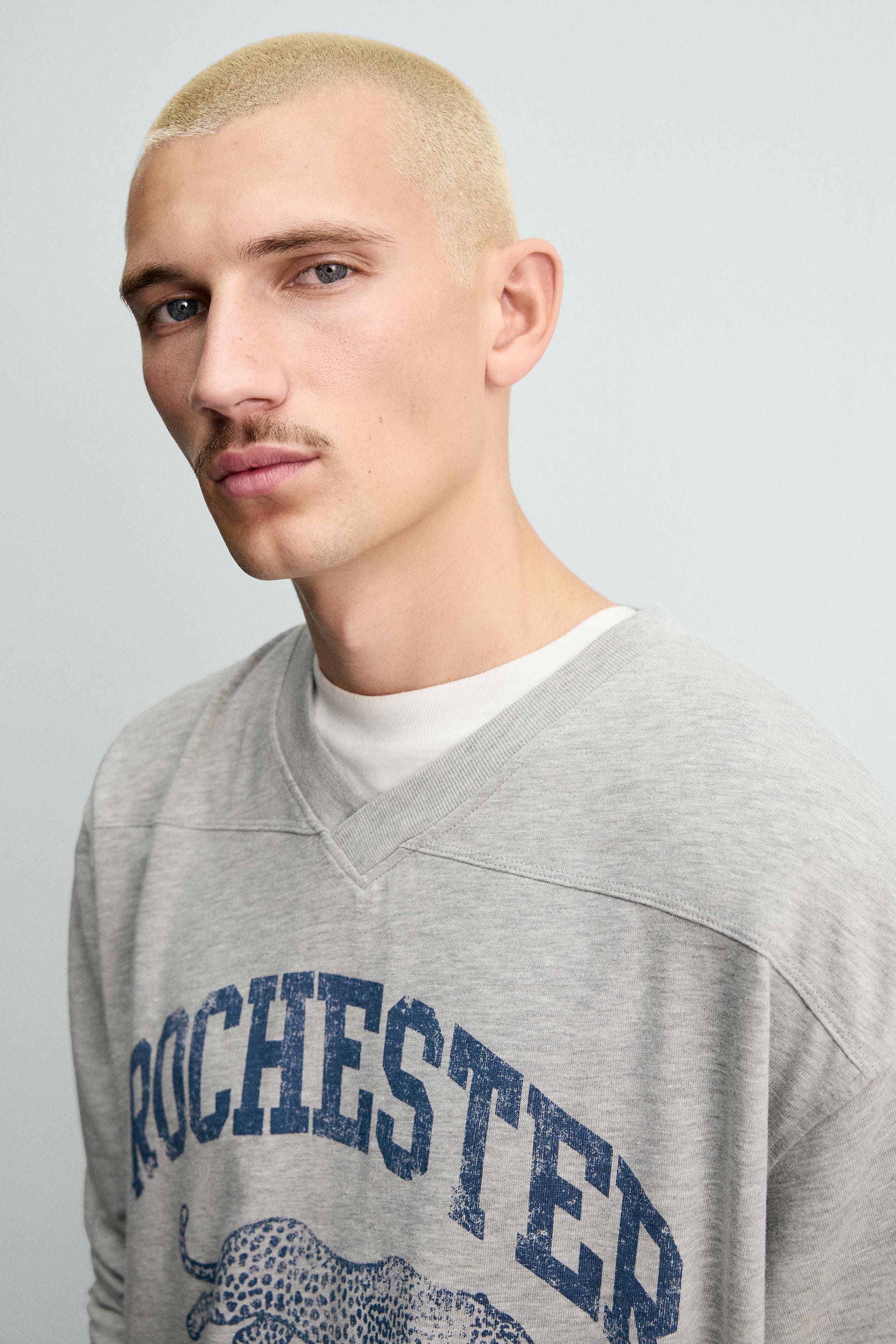 ZARA（ザラ）×Champion クリーム色 長袖カットソー ZARA】長袖Tシャツ パッチ CHAMPION X ZARA (ZARA/Tシャツ