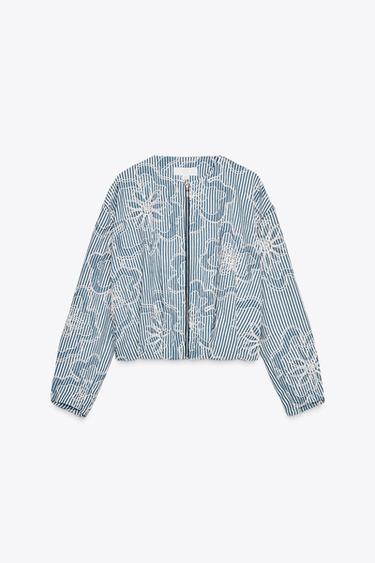 BLOUSON BOMBER STRUCTURÉ - Bleu / Blanc de Zara - Image 5