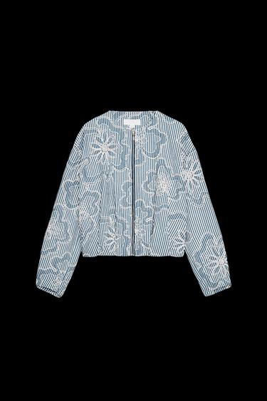BOMBERJACKE MIT STRUKTUR - Weiß / Blau von Zara