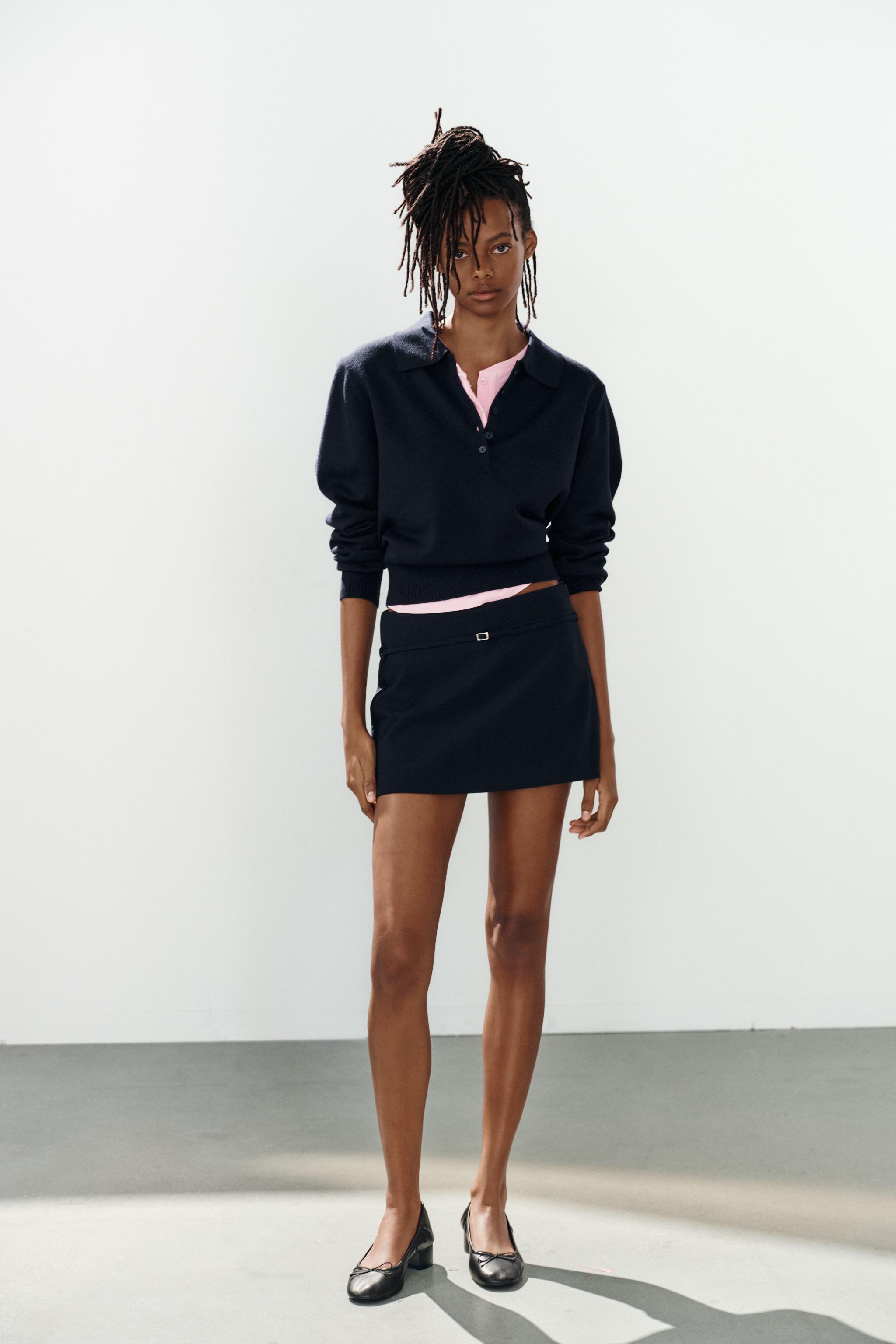 BELTED SKORT — Blue