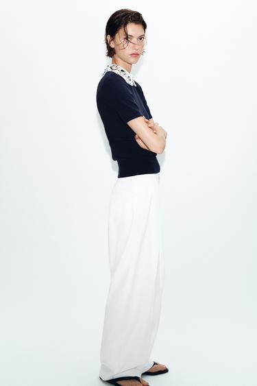 KNIT JUMPER WITH JEWEL BEADS - Navy blue by Zara - Image 2