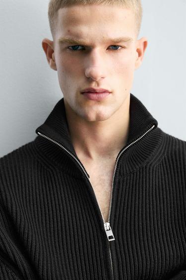 Zara LIMITED EDITION PURL KNIT CARDIGAN - Black