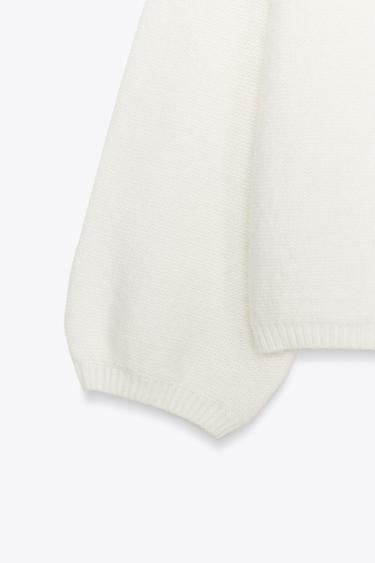 WOOL PUFF SLEEVE KNIT SWEATER - Ecru by Zara - Image 5