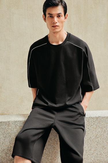 CONTRAST PIPED TRIM SWEATSHIRT - Black by Zara