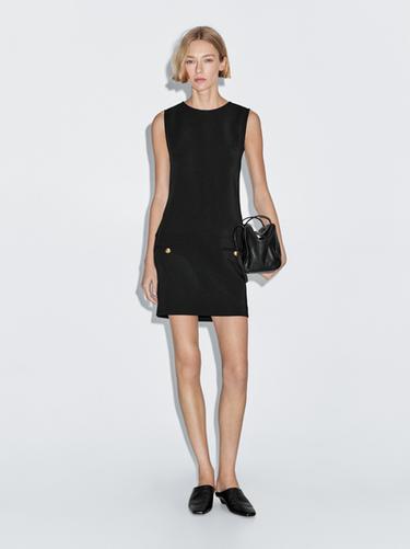 Zara Short dress with button details - Black