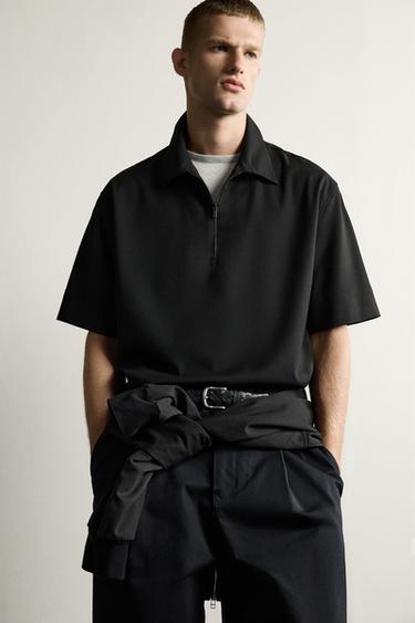 TECHNINIO AUDINIO POLO MARŠKINIAI SU UŽTRAUKTUKU – Juoda – „Zara“