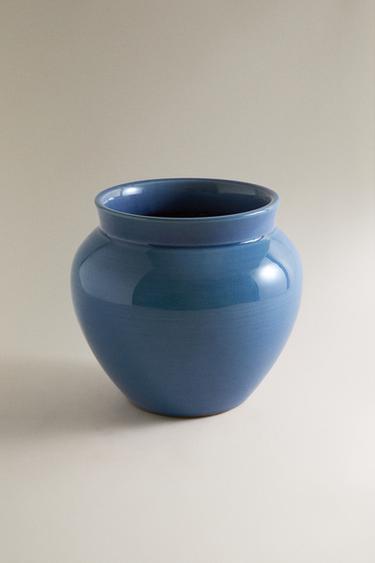 Zara ENAMELLED CERAMIC VASE - Blue / Indigo - Image 0
