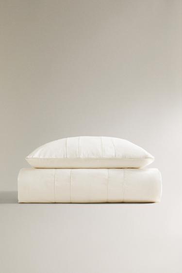 CHILDREN'S HEMSTITCHED POPLIN DUVET COVER - Oyster-white by Zara