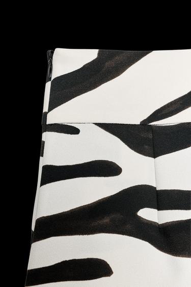 Zara ANIMAL PRINT PANTS ZW COLLECTION - Ecru / Black